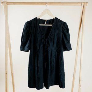 Free People Black Tunic Puff Sleeve Adelle Dress M